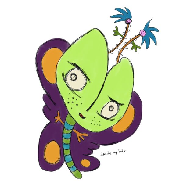 Green head butterfly doodle  Thumbnail