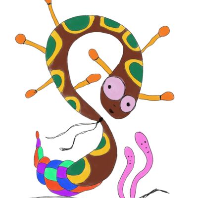 A Snake with a colorful tail doodle  Thumbnail